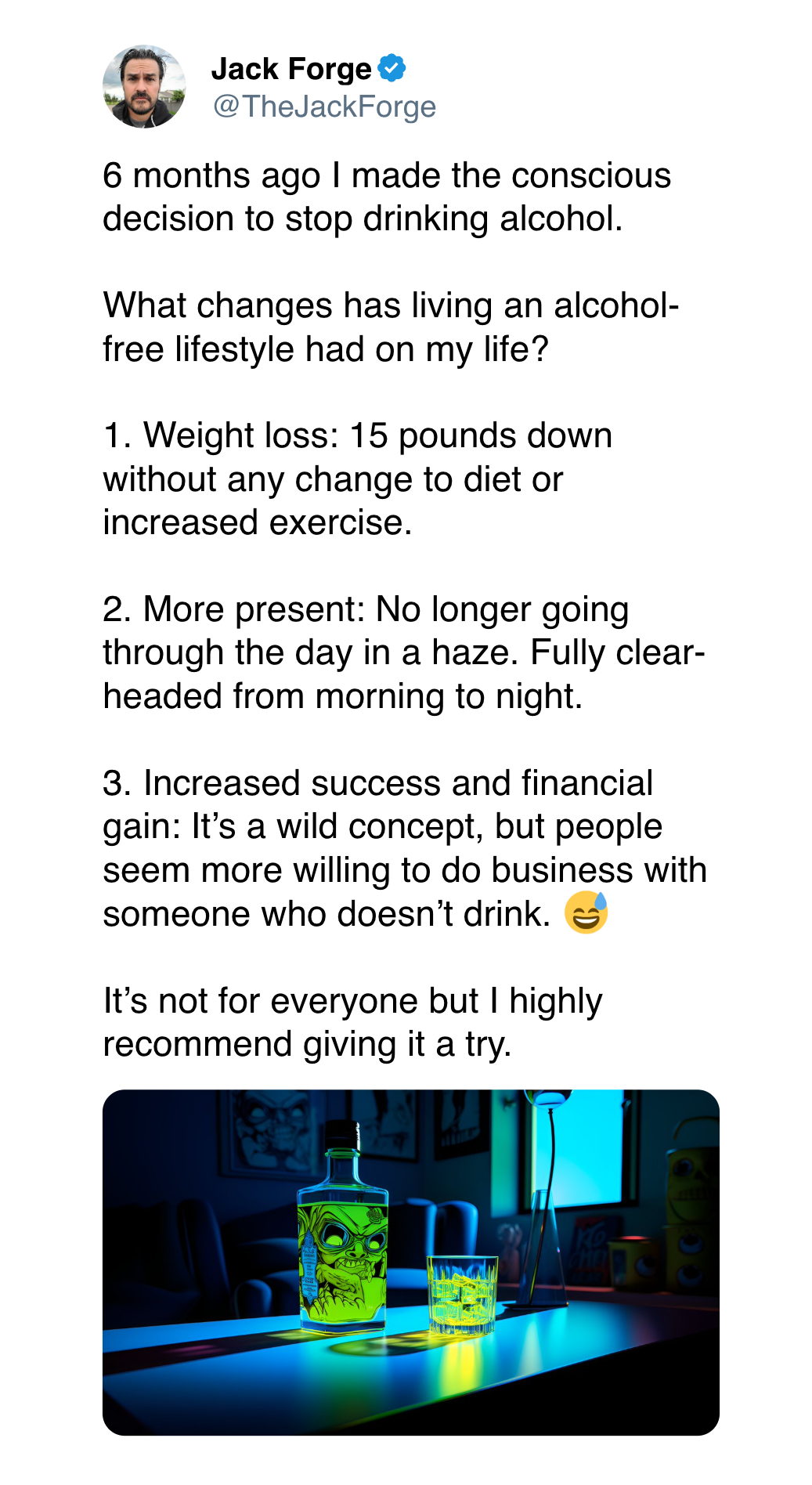 Tweet about Zero Alcohol